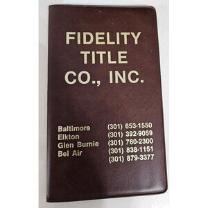 Business Card Holder Book Fidelity‎ Title Co., Inc. circa 1989 Brown Vintage